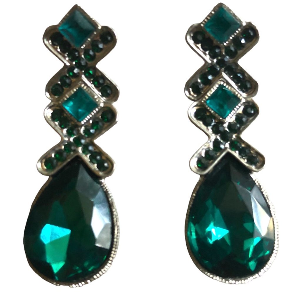 Green Swarovski Crystal Earrings.